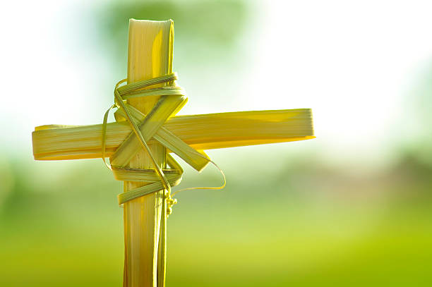 Christina Cross made out of palm fronds. stock photo