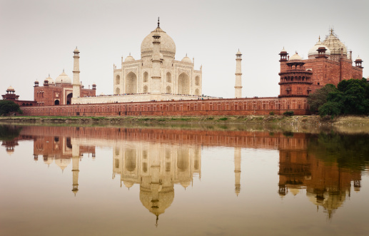 Shot of Taj Mahal from across the Jamuna River