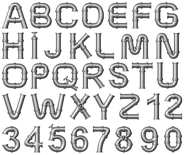 трубы алфавит - letter b typescript alphabet metal стоковые фото и изображения