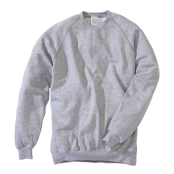 Grey sweatshirt on white background Studio shot vertical sweatshirt stock pictures, royalty-free photos & images