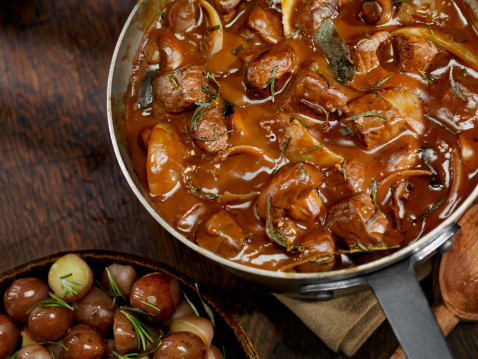Beef Bourguignon with Mushrooms, Onions and Fresh Herbs- Photographed on Hasselblad H3D2-39mb Camera