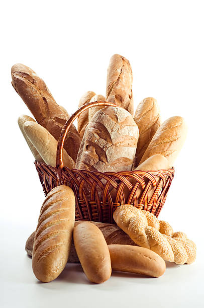 все виды хлеба - bread bread basket basket whole wheat стоковые фото и изображения
