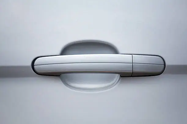 car door handle, metallic