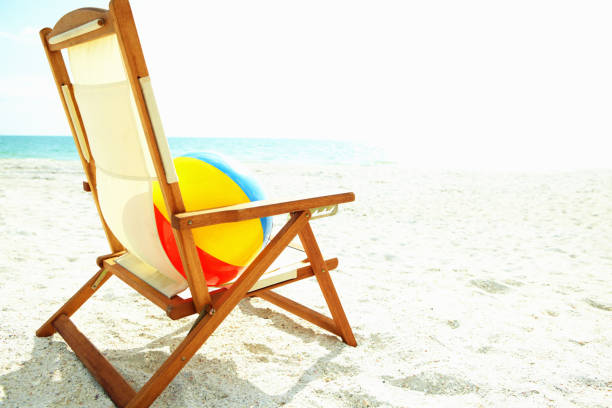 istock Chair, ball on the beach 154953321