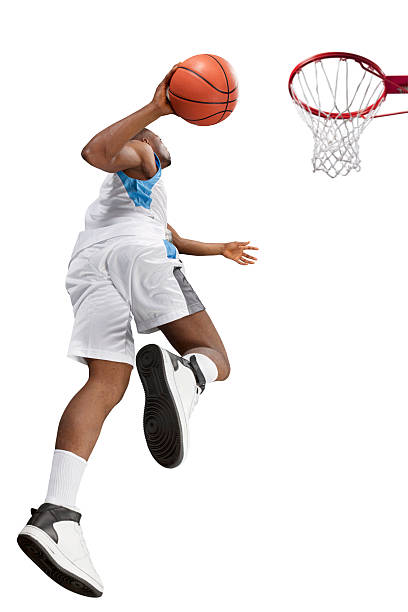basketball player - skill side view jumping mid air 뉴스 사진 이미지