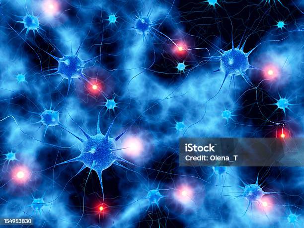 Neurale Sfondo Astratto Di Rete Attiva - Fotografie stock e altre immagini di Cervello - Cervello, Neurone, Sistema nervoso