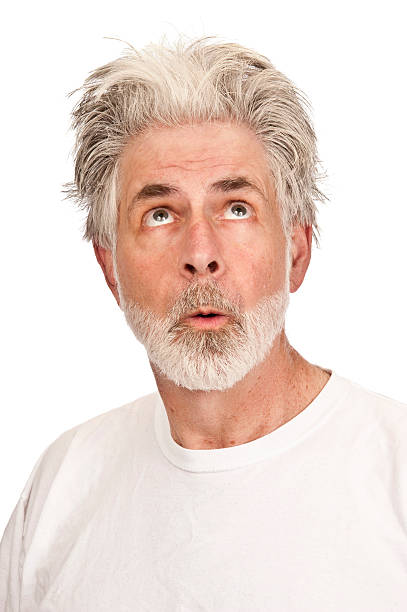 istock Messy Old Man Looking Up In Surprise 154953855