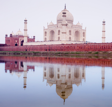 Shot of Taj Mahal from across the Jamuna River