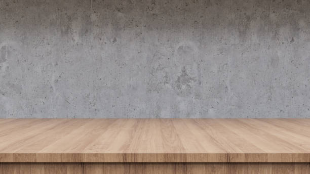 istock Podium background with desk and wall for product display, 3d rendering 1549544974