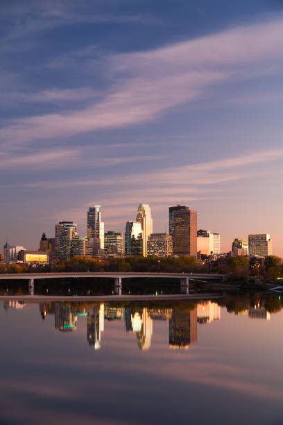 istock Minneapolis skyline and reflection on Mississippi river 154954535