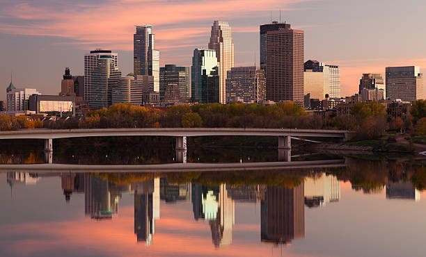 istock Minneapolis skyline and reflection on Mississippi river. 154954669