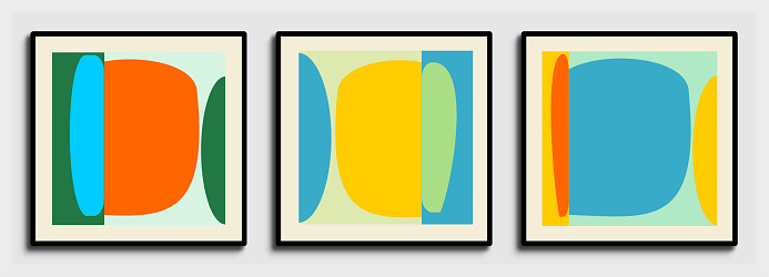 Abstract modern art design set in minimalist style with shapes and contemporary colors