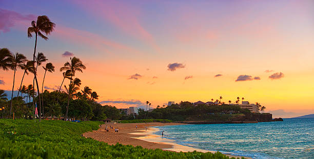 Hawaiian Sunset Panorama stock photo