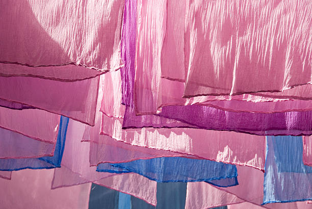 tessuti tinti ad asciugatura rapida - blue vibrant color close up textile foto e immagini stock