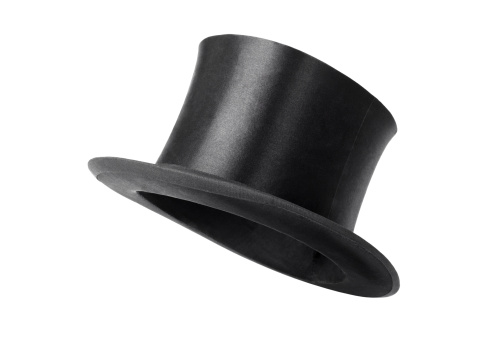 Retro top hat ready to wear on white background