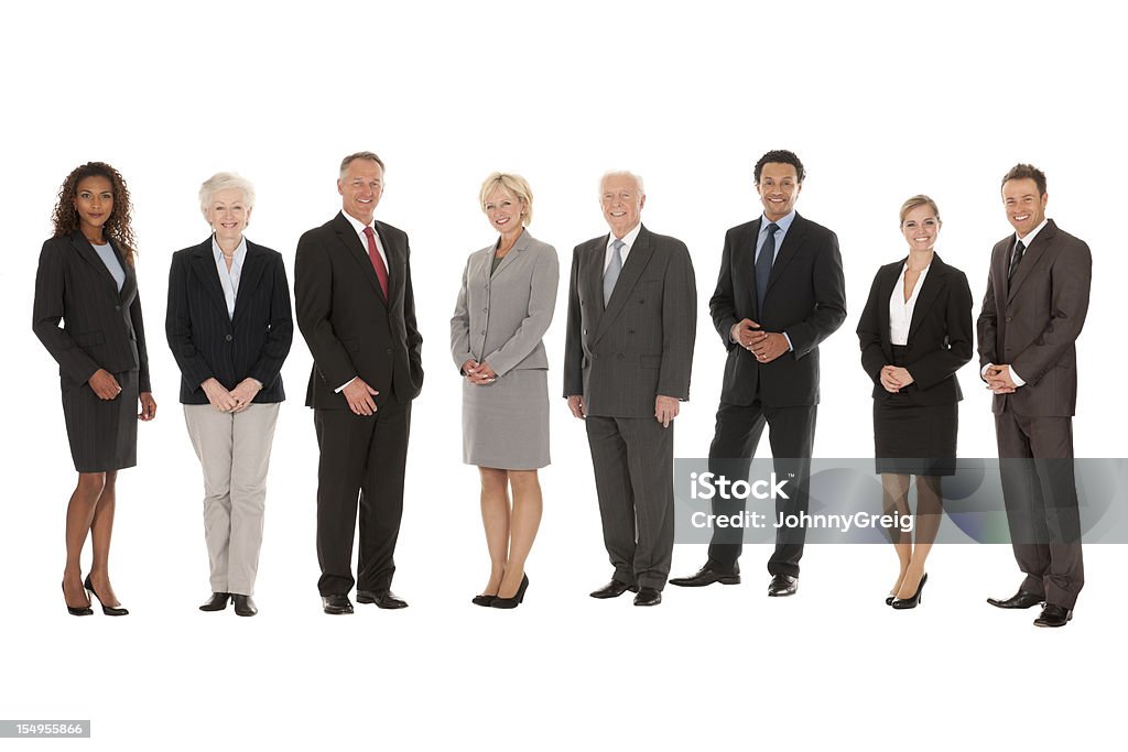 전체 길이 그룹의 비즈니스 직원관리 - 로열티 프리 흰색 배경 스톡 사진