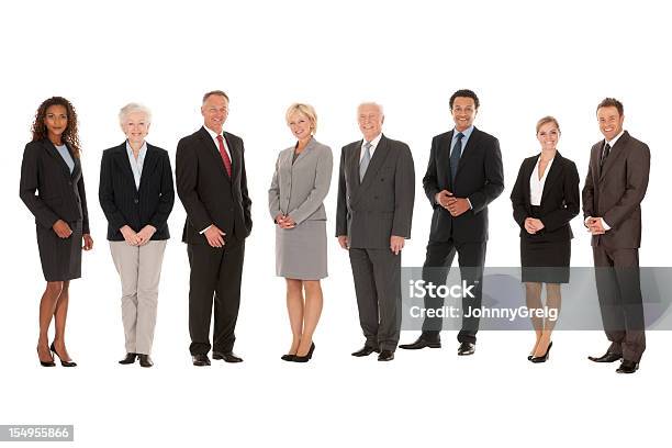 전체 길이 그룹의 비즈니스 직원관리 흰색 배경에 대한 스톡 사진 및 기타 이미지 - 흰색 배경, 수트, 여자