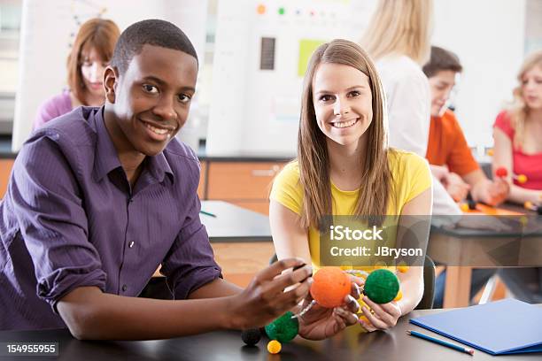 School Science Students Learning About Molecules Classroom Education Stock Photo - Download Image Now