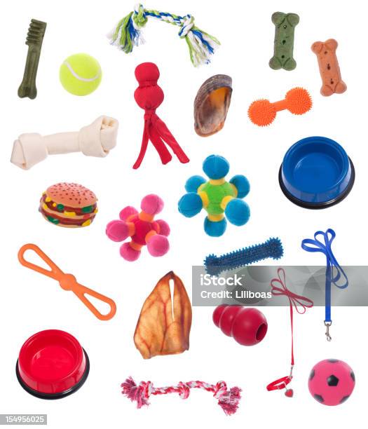 Dog Equipment Stock Photo - Download Image Now - Pet Toy, Cut Out, White Background