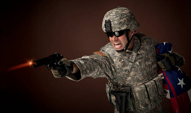 istock Military soldier defending freedom 154956889
