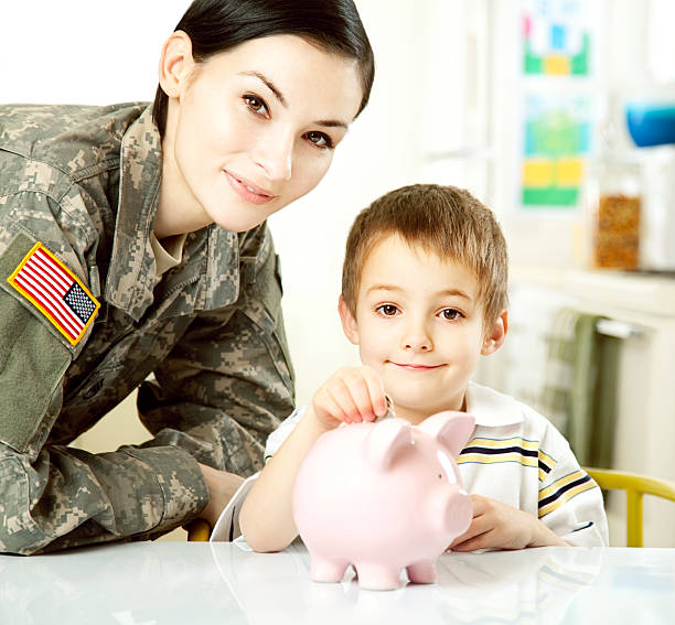 istock Female American Soldier with Son 154956906