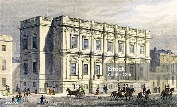 Illustrazione Antica Banchetti House Whitehall Londra 1829 - Immagini vettoriali stock e altre immagini di Casa dei banchetti