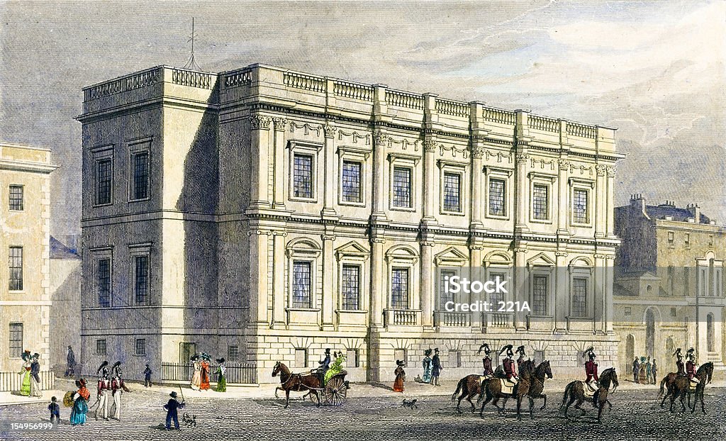 Antyczne Ilustracja: Bankietowe House, Whitehall, Londyn (1829 - Zbiór ilustracji royalty-free (Dom bankietowy)