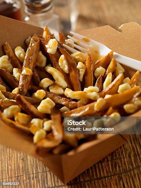 Classic French Canadian Poutine Stock Photo - Download Image Now - Poutine, Take Out Food, Box - Container