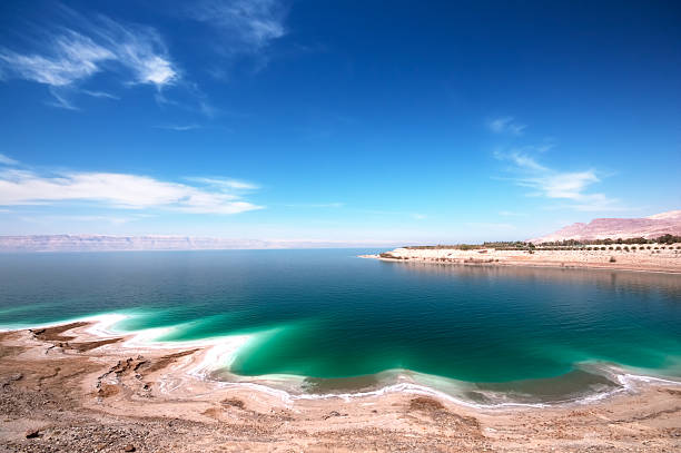 An image of the Dead Sea on a clear day Dead Sea scenics dead sea stock pictures, royalty-free photos & images