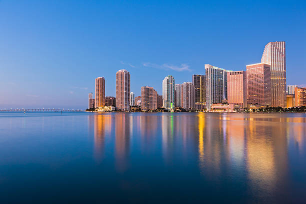 istock Downtown Miami skyline with skyscrapers reflected on water 154958902