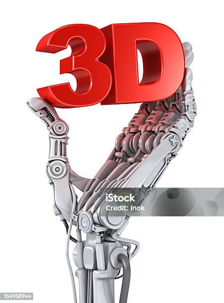 Tecnologia 3d - Fotografie stock e altre immagini di Acciaio - Acciaio, Braccio robotico, Carattere tipografico