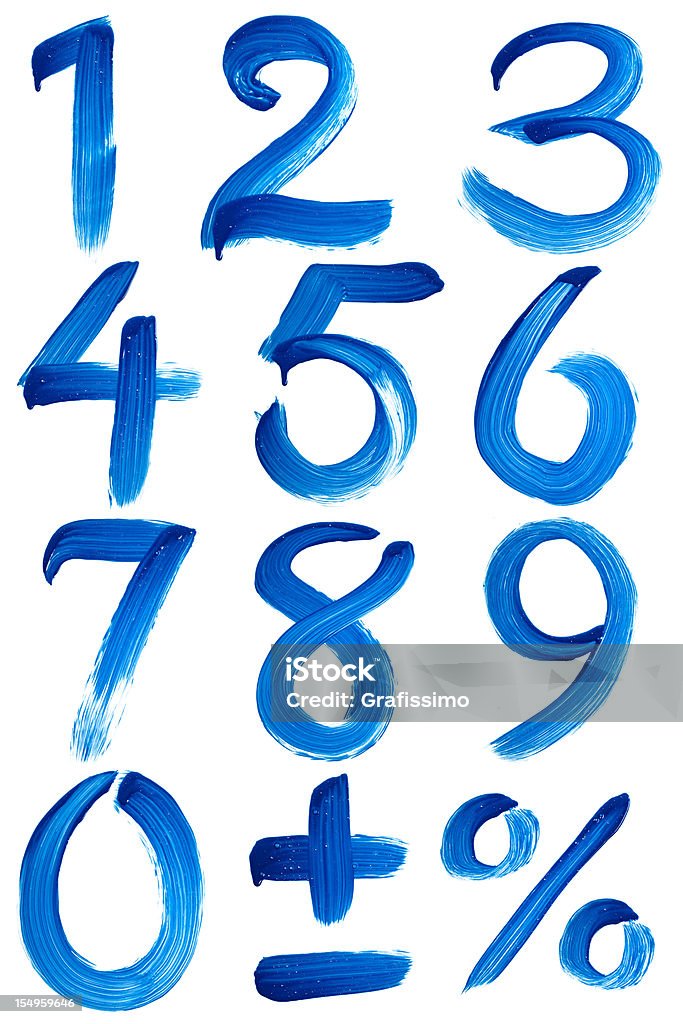 Numery niebieski malowane z Pędzel do malowania w oknie - Zbiór zdjęć royalty-free (Liczba 3)