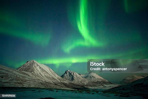 Incredible Strong Aurora Borealis Tromsø Arctic Norway Stock Photo - Download Image Now