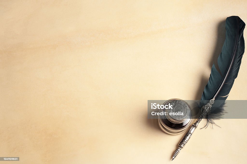 Caneta tinteiro em papel - Foto de stock de Pena de Escrever royalty-free