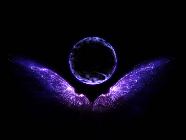 angel wings star angel wings and sphere. supernatural angel wings stock pictures, royalty-free photos & images