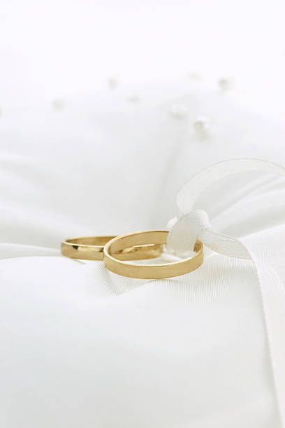 istock Golden Wedding Rings on Pillow 154960035