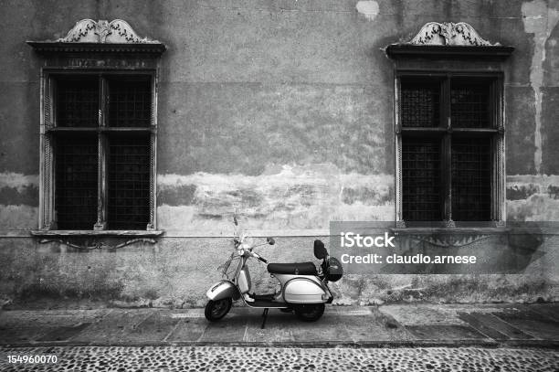Vespa Piaggio Black And White Stock Photo - Download Image Now - Italy, Black And White, Italian Culture