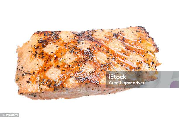 Grilled Salmon Filet Isolated On White Stock Photo - Download Image Now - Grilled Salmon, Fish, White Background