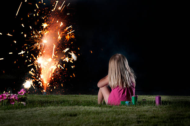 Watching Fireworks stock photo