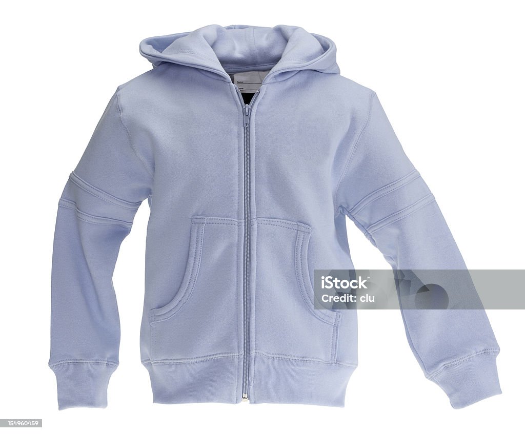 Blue sweat-shirt su sfondo bianco - Foto stock royalty-free di Maglia con cappuccio