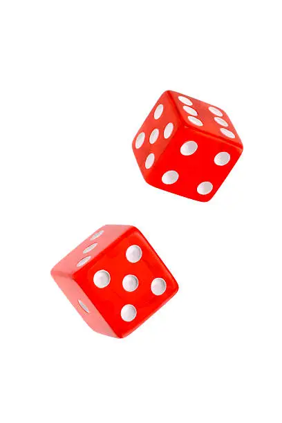 Photo of Two rolling red dices for games