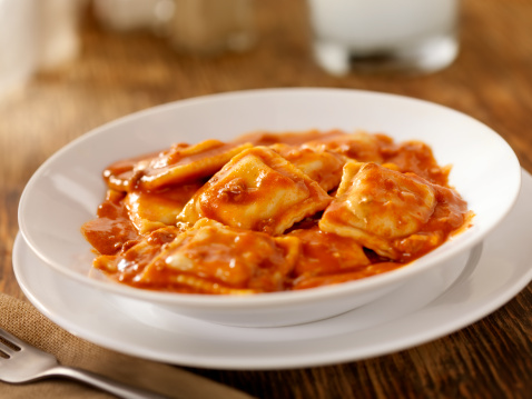 Beef Ravioli In a Tomato Meat Sauce-Photographed on Hasselblad H3D2-39mb Camera