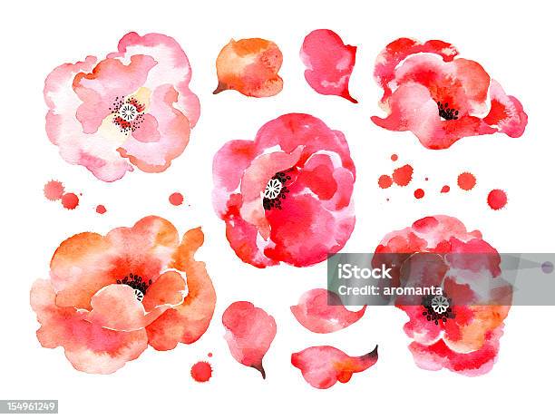 Ilustración de Hermosa Poppies Acuarela y más Vectores Libres de Derechos de Flor - Flor, Pintura de acuarela, Amapola - Planta