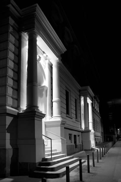 istock Illuminated entrance of an old building 154961534