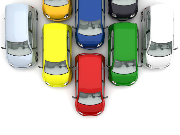 Model cars arranged on a minimalist style background