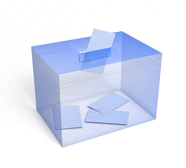 Ballot Box Ballot Box with Paper Inserted... 3D rendered. suggestion box stock pictures, royalty-free photos & images