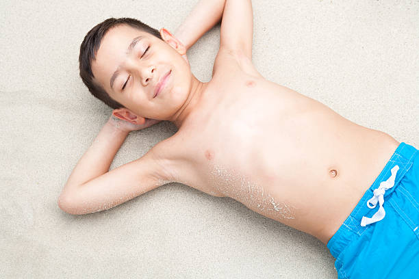 istock Young boy relaxing on the beach 154961635