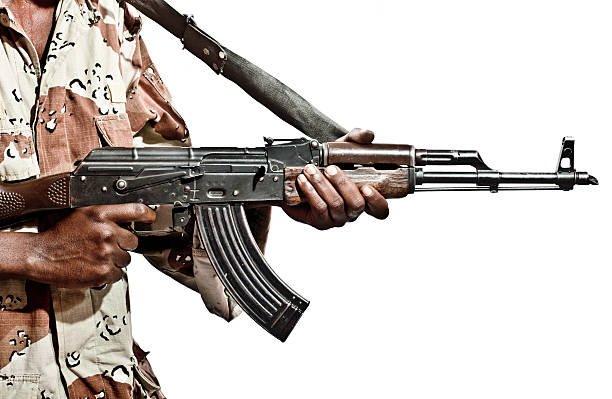 Somalian Soldier with a Machine Gun stock photo