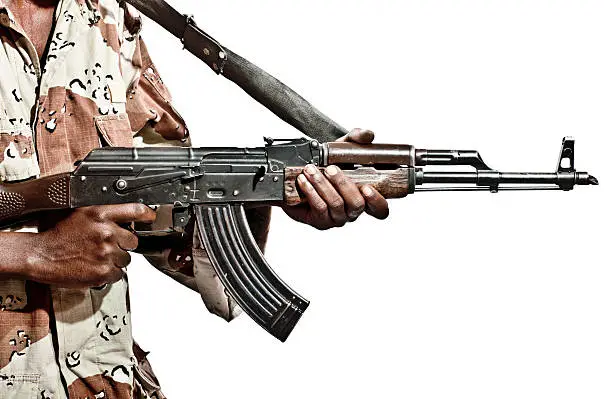 Photo of Somalian Soldier with a Machine Gun