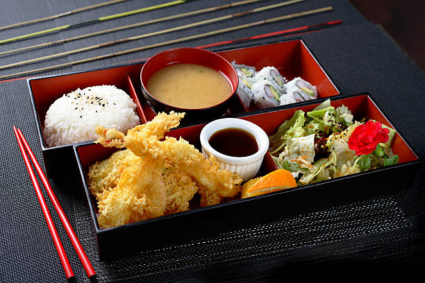 tempura bento - bento fotografías e imágenes de stock